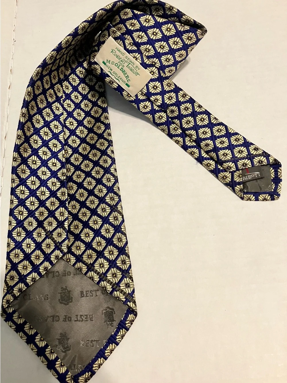 Robert Talbott Navy and Gold Geometric Silk Tie